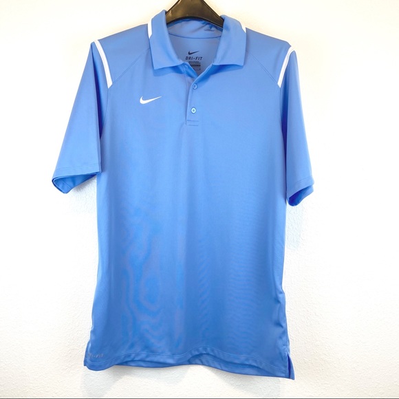 Nike Dri-Fit Golf Shirt Light Blue White Medium